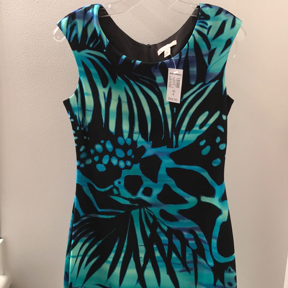 Teal and black fitted dress